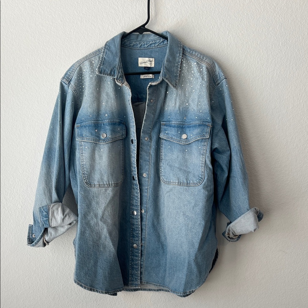 Universal Thread Denim Gemstone Shirt - L (Oversized Fit)
